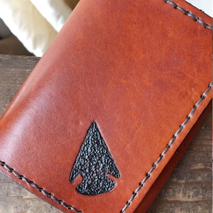 Leather Trifold Wallet - Hand Tooled Leather Wallet - Arrowhead Wallet - Leather Wallet