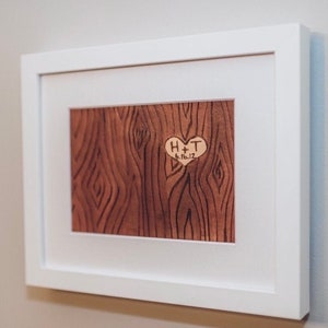 3rd Anniversary Leather Art Gift for Third Anniversary Personalized With Custom Initials Tree Carved With Heart