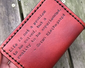 Inspirational Quote Wallet Graduation Gift for Him - Personalized Wallet - Handmade Leather Trifold Wallet