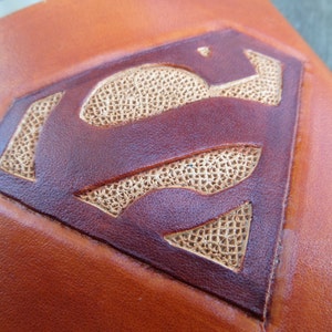 Leather Flask Hand Tooled Super Hero Superman Groomsmen Gift Wedding Party Gift image 2