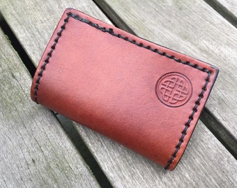 Leather Trifold Wallet - Handmade Leather Wallet - Mens Leather Wallet - Celtic Knot - Tan Leather - Gift for Husband