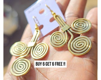 395 Brass Earrings, Brass Ear Weights, Brass Ear wires, Statement Earrings, Gifts For Her, Boho Jewelry, Birthday Earrings, Jewelry, Gift