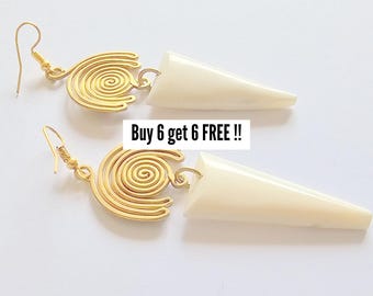 574 Statement Earrings, Boho Earrings Dangle, Brass Earrings, African Earrings, Bohemian Jewelry, Ethnic Earring, African Clothing For Women