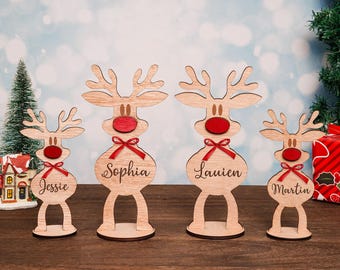 Personalized Freestanding Reindeer,Family Christmas Decoration,Christmas Reindeer,Place Names Setting Decoration,Xmas Ornament,Family Gifts