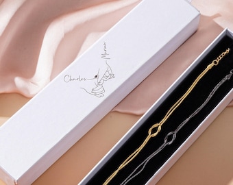 Set di braccialetti con nodo personalizzati, bracciale coordinato per coppia, catena di gioielli impermeabile, bracciale per coppie, regalo di San Valentino, regali per coppie