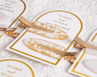 To Have And To Hold Bridal Hair Clips, Bridesmaid Hair Accessories Gold, No Crease Hair Flake Clips, Maid Of Honor Gift, Bridesmaid Gift