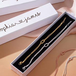 Pulsera personalizada para pareja, pulsera de pareja con nudo de amor, regalo de dama de honor, pulsera a juego para pareja, pulsera de la amistad, regalo personalizado para ella