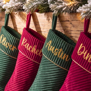Personalized Embroidered Corduroy Christmas Stockings,Xmas Stockings with Name, Family Holiday Gifts