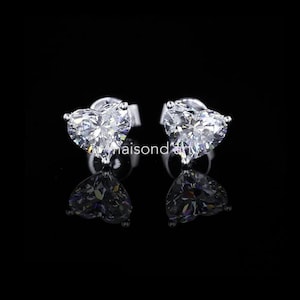Heart Stud Earrings: Lab-Grown Diamond, Sterling Silver, Minimalist