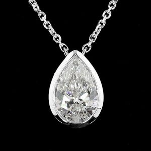 Golden Teardrop | Pear Cut Lab Grown Diamond Pendant Necklace in Silver | Maison D’Art