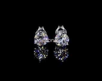 Lab Grown Diamond Stud Earrings | Silver | Handmade Jewelry