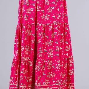 Handmade Pink Flower Skirt – Summer Cotton Floral Skirt for Girls & Women