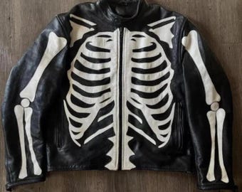 Chaqueta de cuero Vanson Skeleton, piel de vacuno auténtica, ropa de abrigo para motociclistas, estilo motociclista.