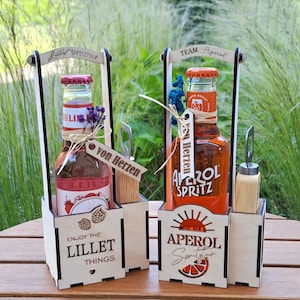 LASERFIL: XXL-paket Lillet Aperol-mugghållare, 4 designer + 2 graverade flasköppnare, present, födelsedag, tjejkväll, 3 mm