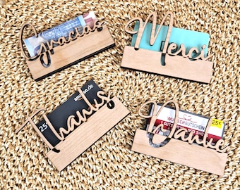 LASER FILE: Thank You Bundle 4 Designs, SVG, Gift Card Holder, Thanks, Danke, Merci, Gracias, Laser Cutting, Laser File Thank You, Cash Gift