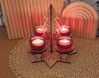 LASER FILE: Small Advent wreath, SVG, Christmas, laser-cut Advent, laser cutting, Christmas laser file, Christmas decoration, tealight holder