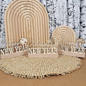 LASER FILE: Happy New Year sign, blocks, bundle of 3 designs, SVG, New Year's Eve, laser cutting, laser file, New Year's Eve, table decoration