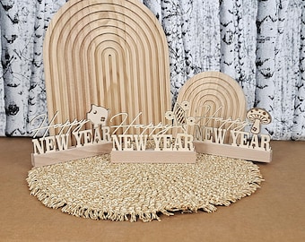 LASER FILE: Happy New Year sign, blocks, bundle of 3 designs, SVG, New Year's Eve, laser cutting, laser file, New Year's Eve, table decoration
