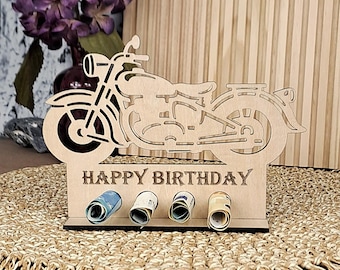 LASERDATEI: Motorrad, Geburtstag, Geschenk zum Geburtstag, SVG, Lasercut Motorrad,  Geldgeschenk, Geschenkkarte Motorrad, Laserdatei Biker