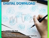Dozen Roses Drawing Template For Clip Studio Paint, Procreate Photoshop INSTANT DIGITAL DOWNLOAD