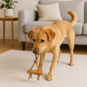 Coffee Wood Dog Chew Toy with Rope: Natural, Eco-Friendly for Aggressive Chewers