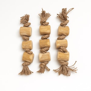 Coffee Wood Dog Chew Toy: Triple Bar, Natural & Durable
