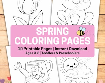 Spring Coloring Pages for Kids Ages 3–6 | Toddler Preschool Printable Coloring Book