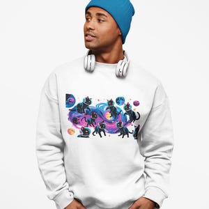 Cats in Space Sweatshirt, Funny Cat Sweatshirt, Oversized crewneck, Aesthetic Graphic Retro Vintage sweatshirt, Cat Lover Gift, Cat crewneck