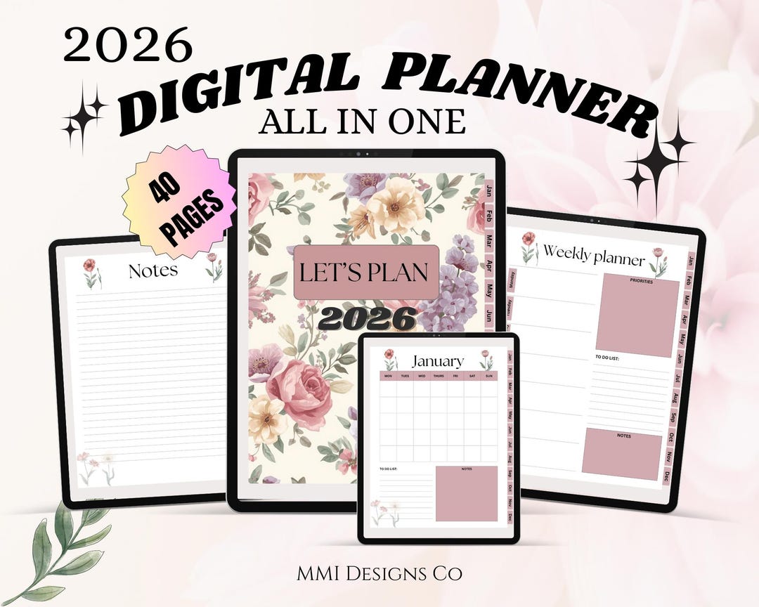 2026 Floral Digital Planner | Monthly Weekly PDF | Goodnotes Notability ...
