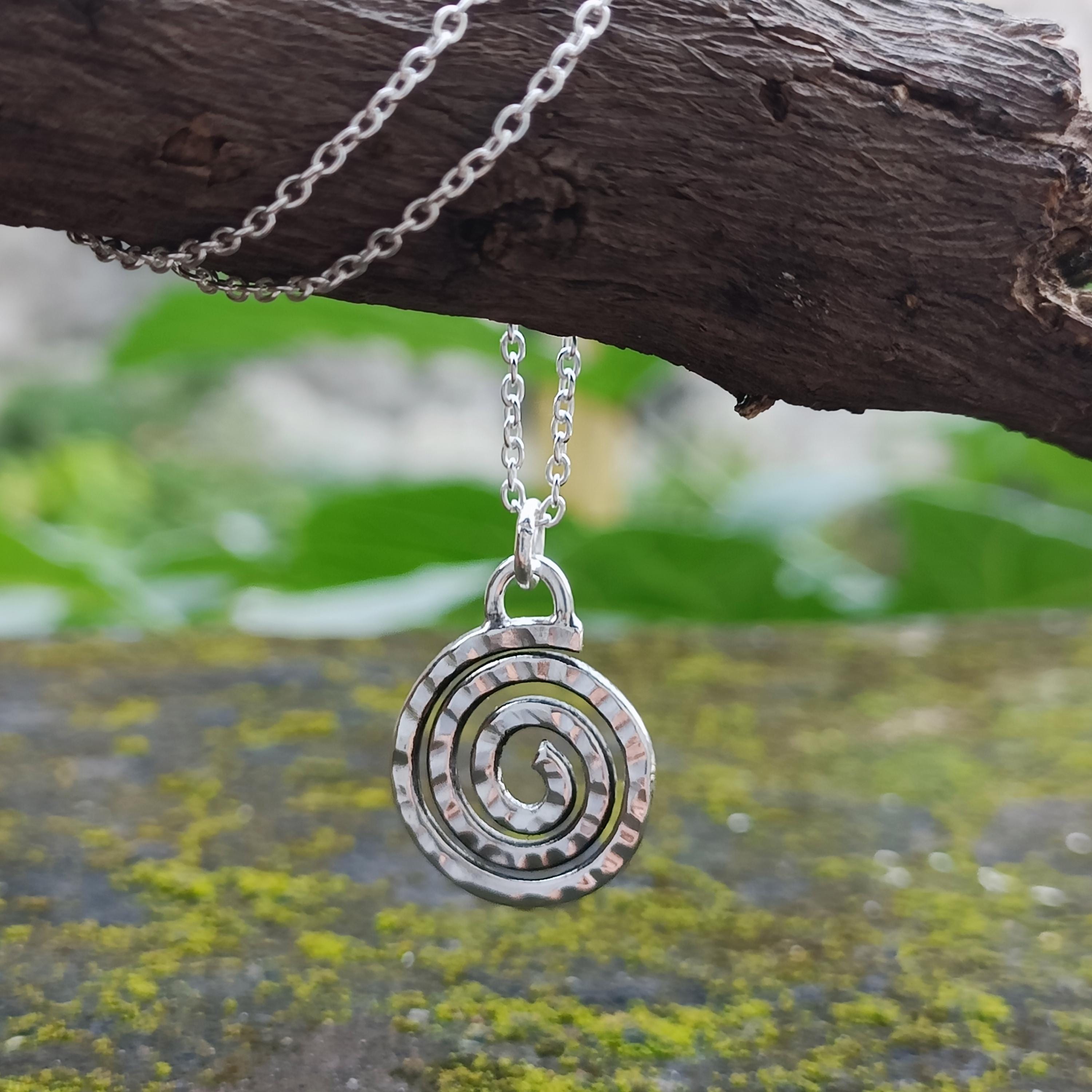 Hammered Sterling Silver Spiral Necklace: Celtic Zen Pendant - Etsy