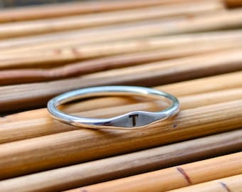 Sterling Silver Initial Signet Ring, Personalized Letter Ring