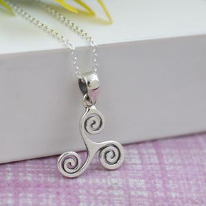 Sterling Silver Triskelion Necklace / Celtic Triple Spiral Pendant / Heritage Jewelry / Trinity Spiral Charm Pendant / Irish Jewelry Gift