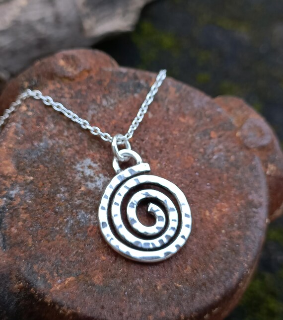 Hammered Sterling Silver Spiral Necklace: Celtic Zen Pendant - Etsy