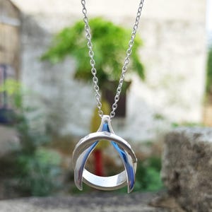 Silver Ring Holder - Chevron Ring Keeper Necklace - Good Luck Wishbone Pendant - Ring Holder for Nurses - Wedding Ring Keeper - Surgeon Gift
