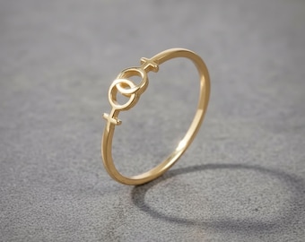 Anillos del orgullo lésbico - Anillos con símbolos de Venus entrelazados - Anillos feministas LGBT - Anillos para gays y bisexuales - Joyería de igualdad feminista - Regalo para lesbianas