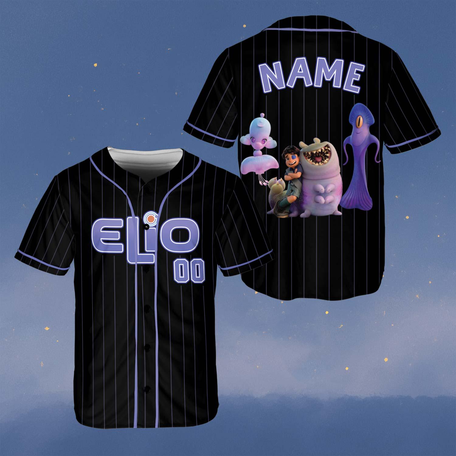 Discover Custom Disney Elio Baseball Jersey, Pixar Elio Movie Shirt, Interstellar Elio And Alien Jersey, Elio Black Jersey Shirt For Kids