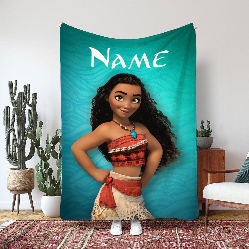 Discover Disney Moana Movie Blanket, Close Up Moana Gift Blanket, Disney Ocean Adventure Blanket Gift, Island Princess Decor