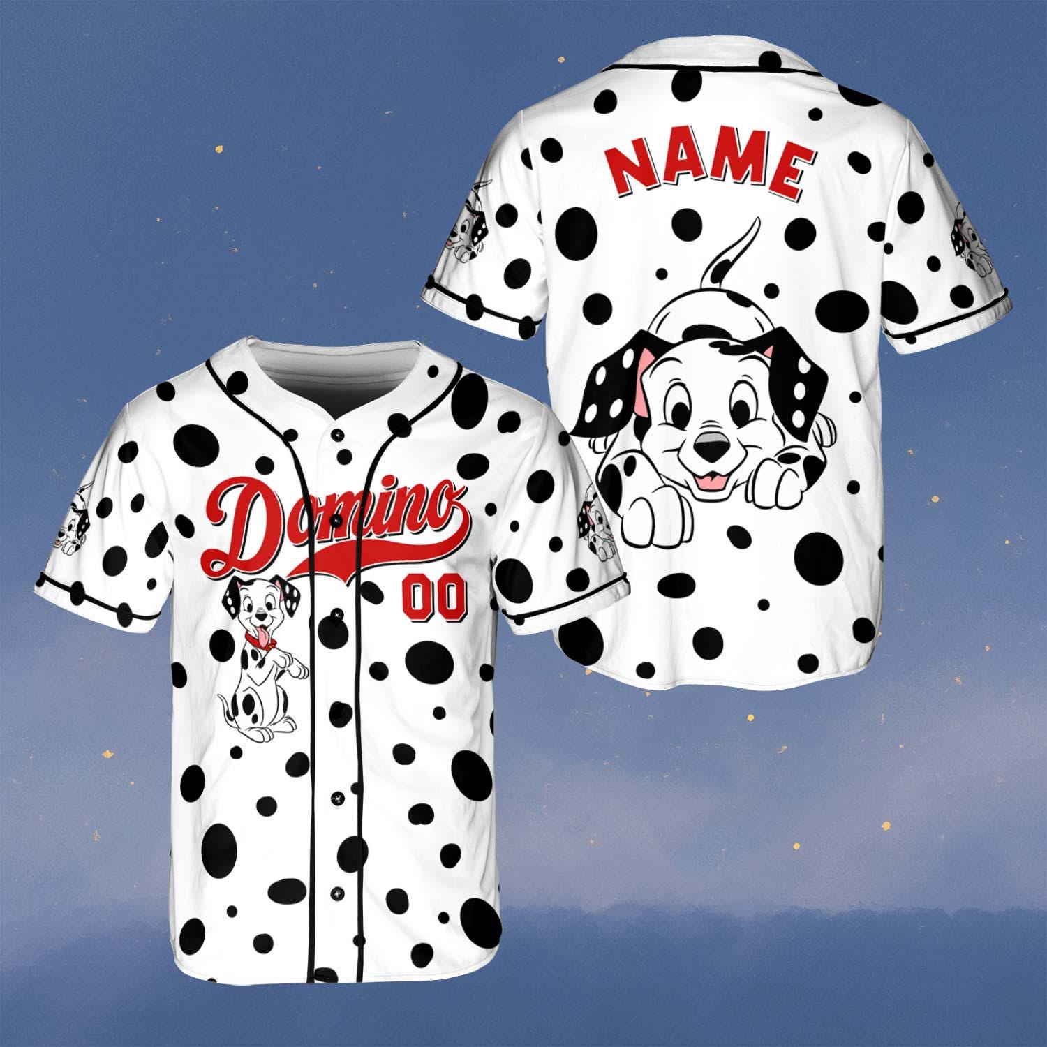 Discover Custom Domino Baseball Jersey, Disney 101 Dalmatians Puppy Shirt, Pongo Perdita Dalmatian Team Jersey, Domino Dalmatian Puppy Shirt