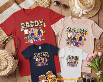 Disney Stitch Birthday Family Shirt, Matching Family Trip Tee, Lilo Stitch Angel Scrump Tee, Custom Birthday Bro Sis Shirt