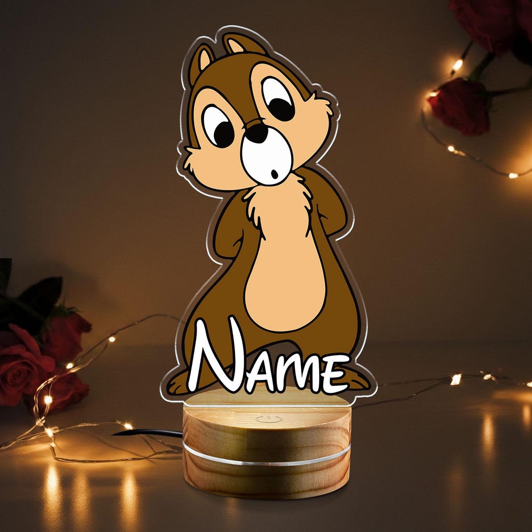 The Name Chip Chip Chipmunk Night Light, Disney Chip and Dale Lamp, Custom Name ...