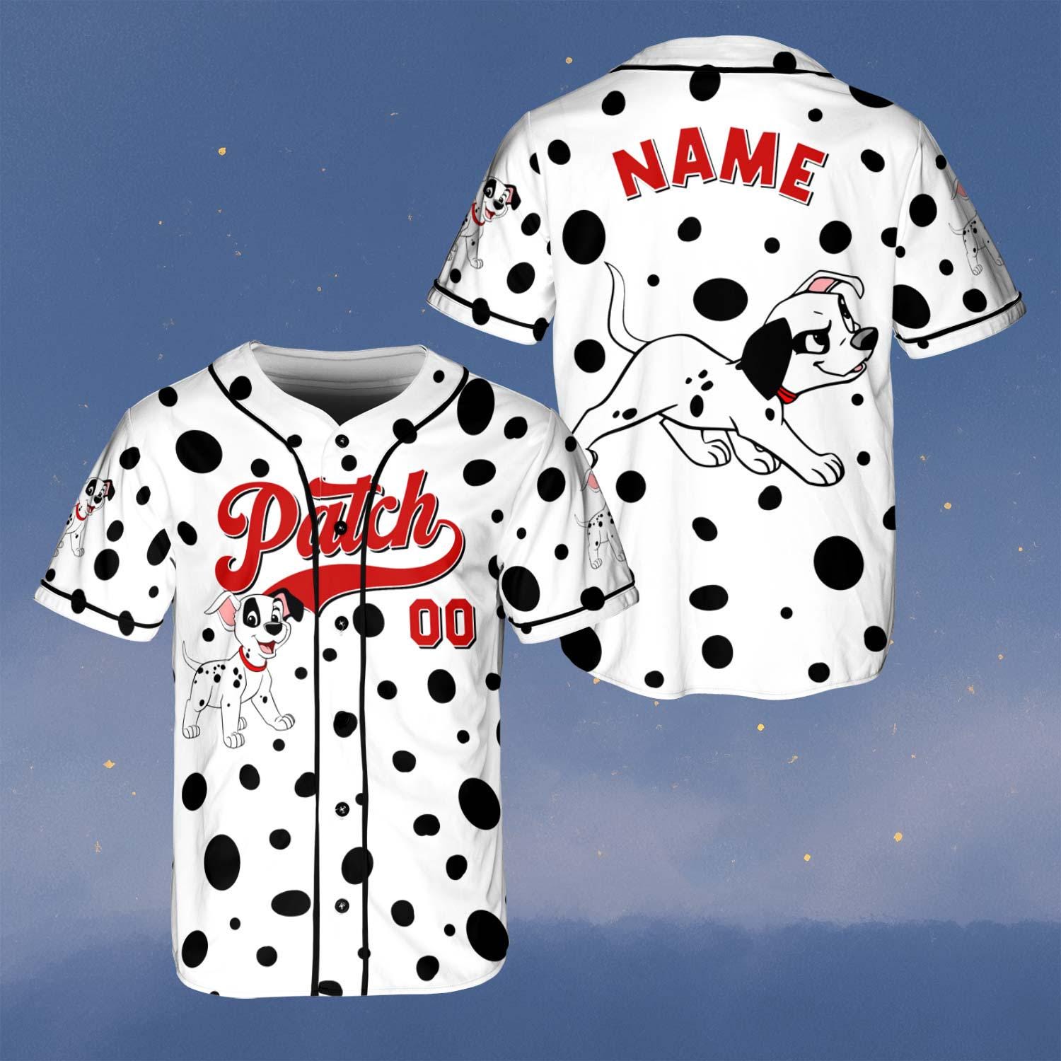 Discover Custom Patch Baseball Jersey, Disney 101 Dalmatians Puppy Shirt, Pongo Perdita Dalmatian Team Jersey, Patch Dalmatian Puppy Shirt