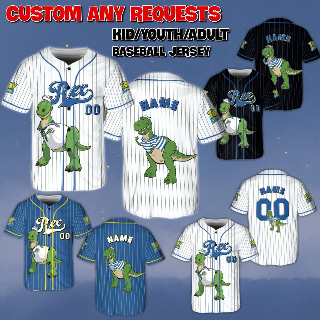 Custom Rex Dinosaur Cruise Baseball Jersey, Disney Toy Story Cruise ...