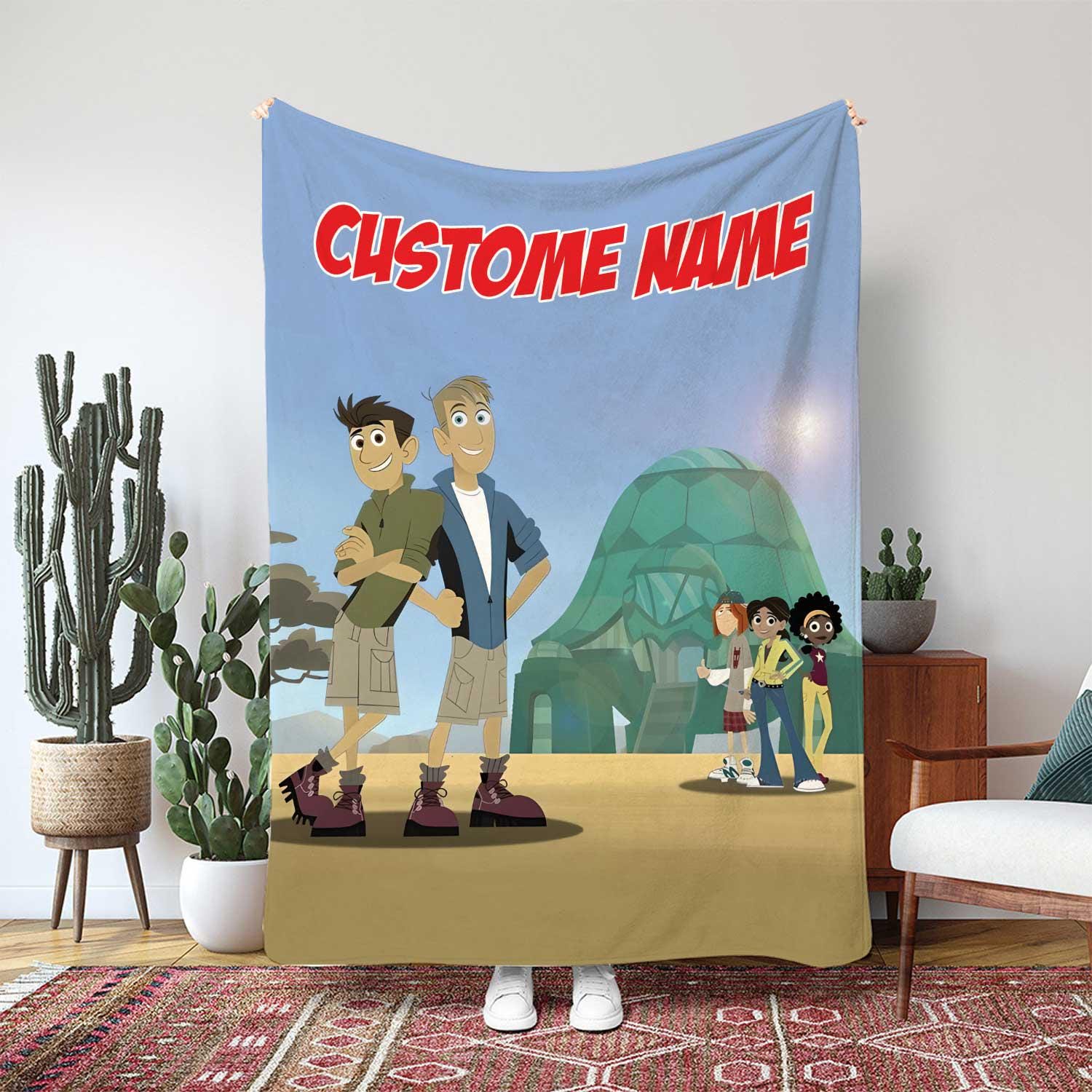 Discover Wild Kratts Blanket, Chris And Martin Kratt Gift, Custom Name Creature Power Suit Throw Blanket, Kids Cartoon Movie Blanket Gift