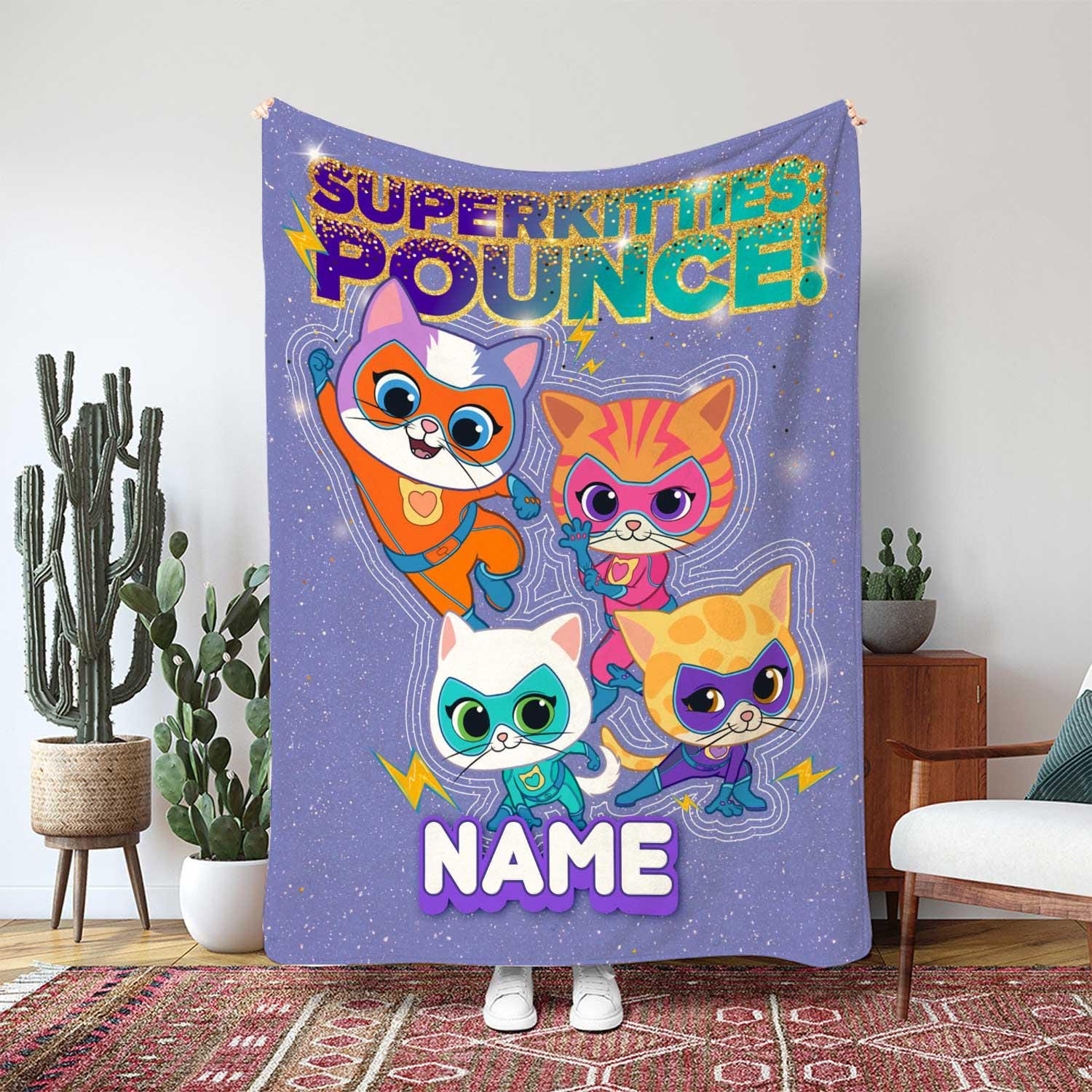 Discover Super Kitties Custom Blanket, Ginny Sparks Buddy Bitsy Close Up Gift, Rescue Pets Portrait Blanket, Kids Cartoon Movie Blanket Gift