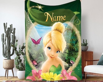 Disney Tinkerbell Fairies Blanket, Peter Pan Christmas Blanket, Magic Kingdom Birthday Gift Blanket, Pixie Dust Kids Decor, VTB618