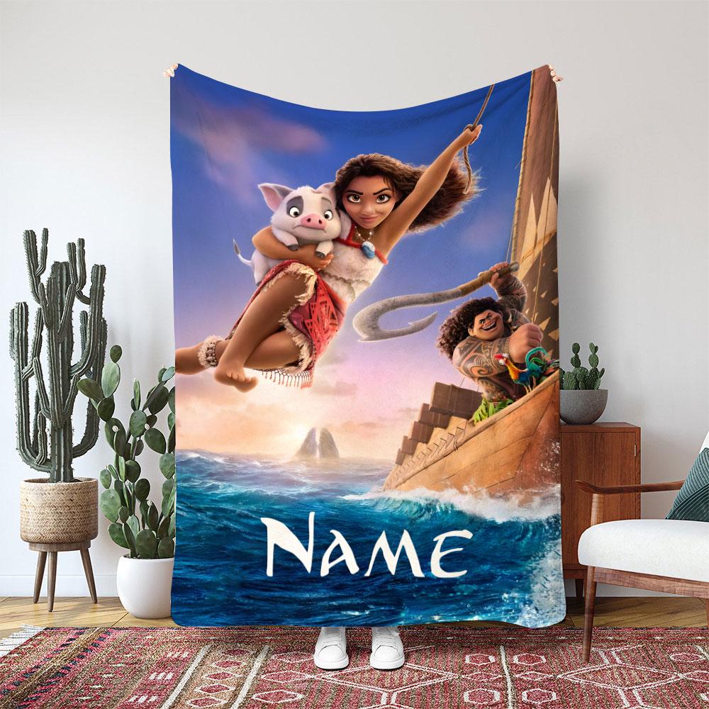 Discover Disney Moana Movie Blanket, Island Moana Princess Decor Blanket, Birthday Boy Girl Blanket Gift, Tropical Island Decor