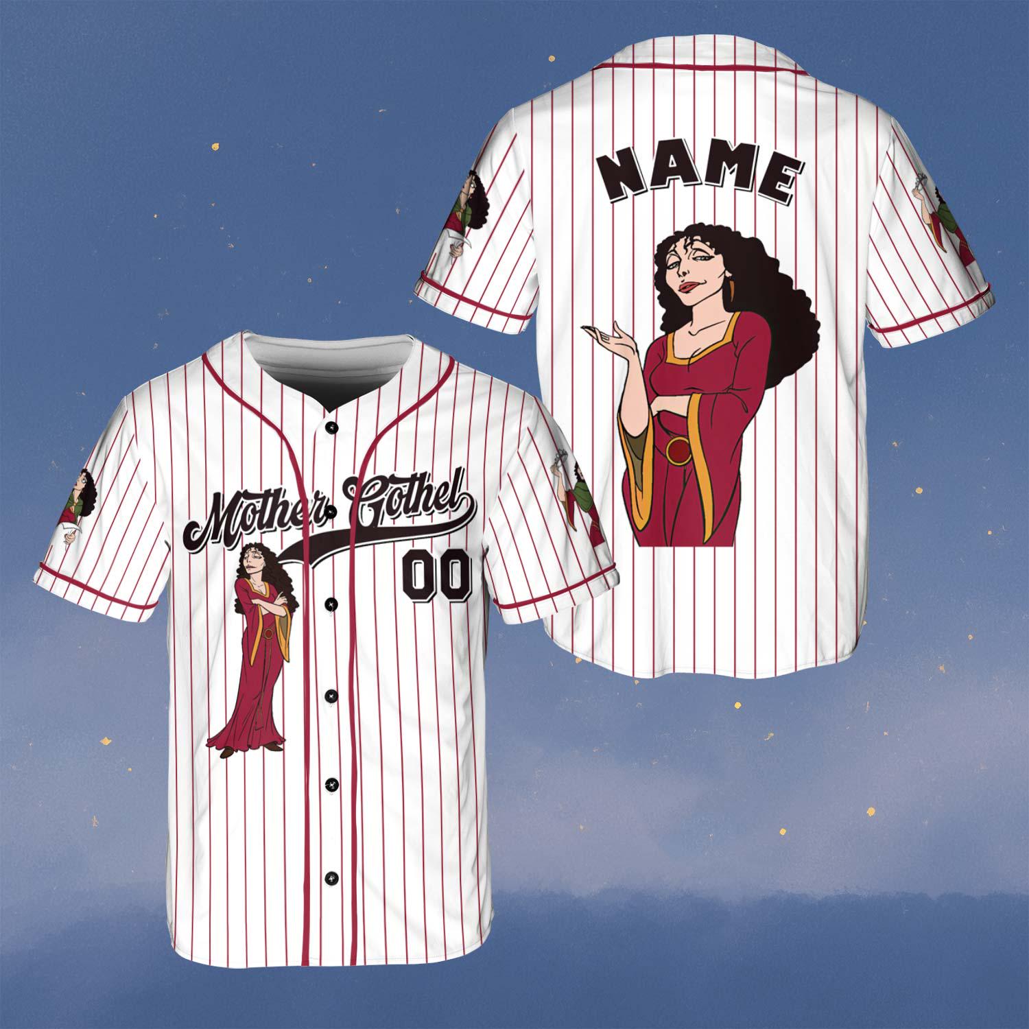 Discover Custom Mother Gothel Baseball Jersey, Disney Tangled Villain Shirt, Rapunzel Flynn Rider Pascal Maximus Jersey, Mother Gothel Villain Shirt