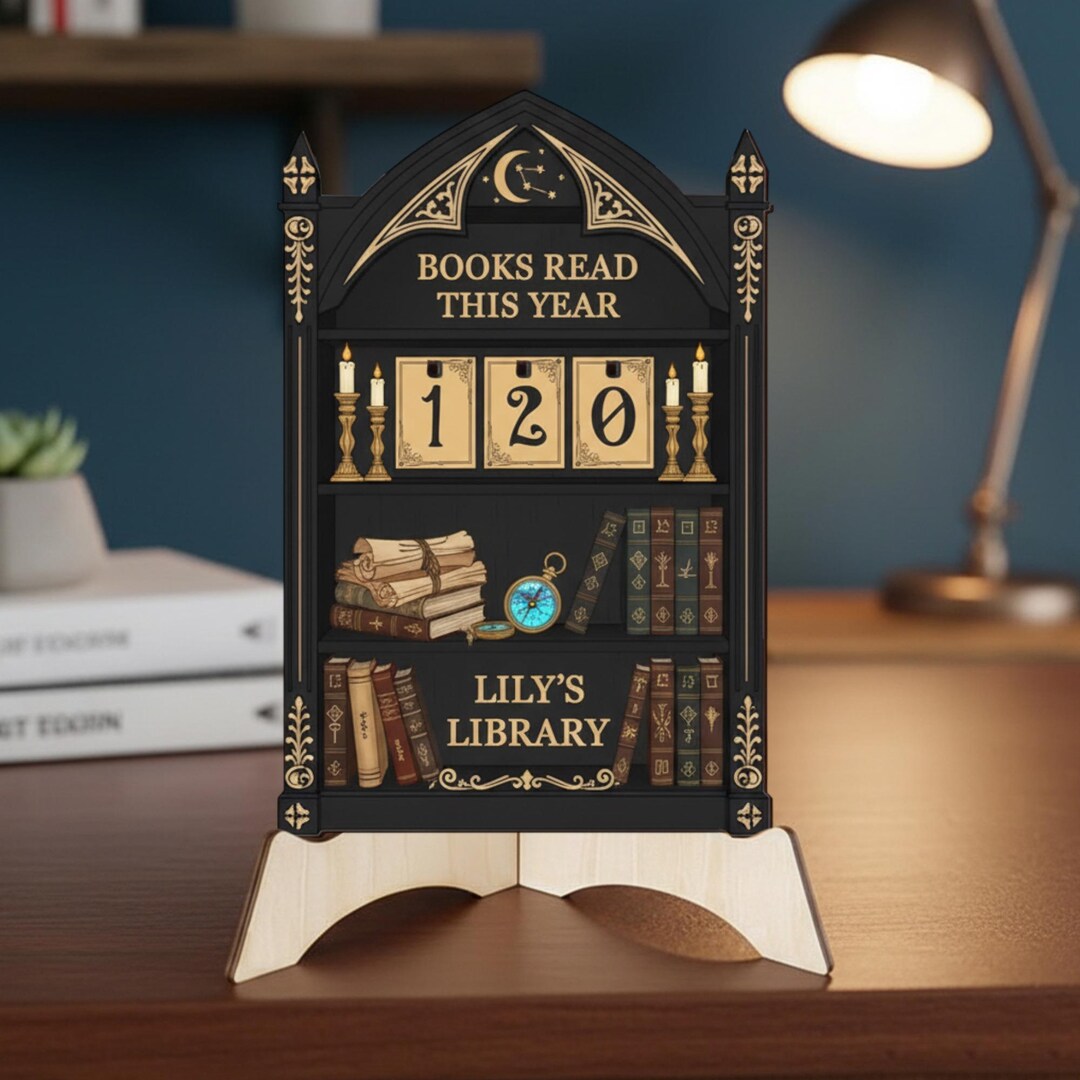Custom Green Magic Book Counter, Bookshelf Counter With Name, Owl ...