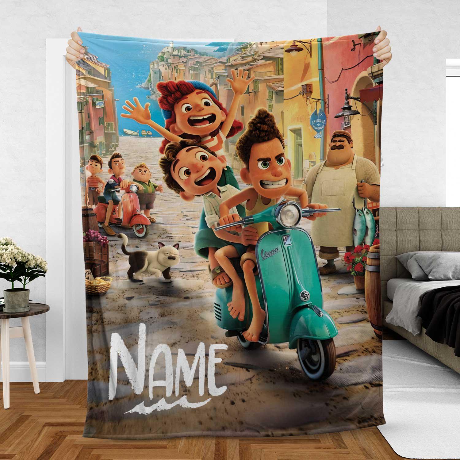Discover Disney Luca Movie Blanket, Scooter Dreams Throw Blanket, Portorosso Sea Monster Decor Gift, Pixar Kids Movie Scene Blanket