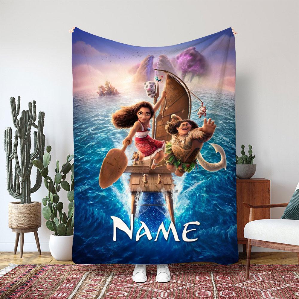 Discover Disney Maui Demigod Blanket, Disney Sailing Boat Blanket, Disney Island Adventure Decor Blanket, Ocean Kids Bedroom Decor
